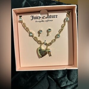 Juicy Couture Gold Heart Necklace with Earrings